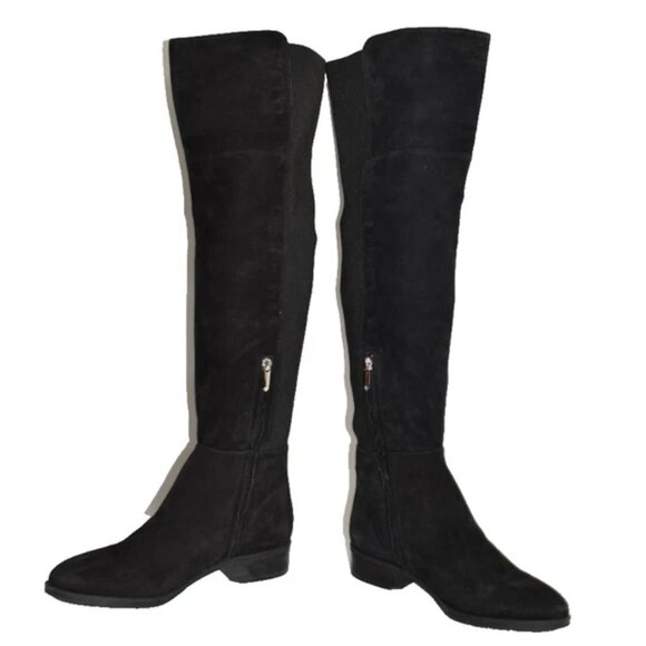 $300 Sam Edelman Pam Over the Knee STRETCH Boot BLACK SUEDE COMFORT 8 (TPO10) - Picture 4 of 8